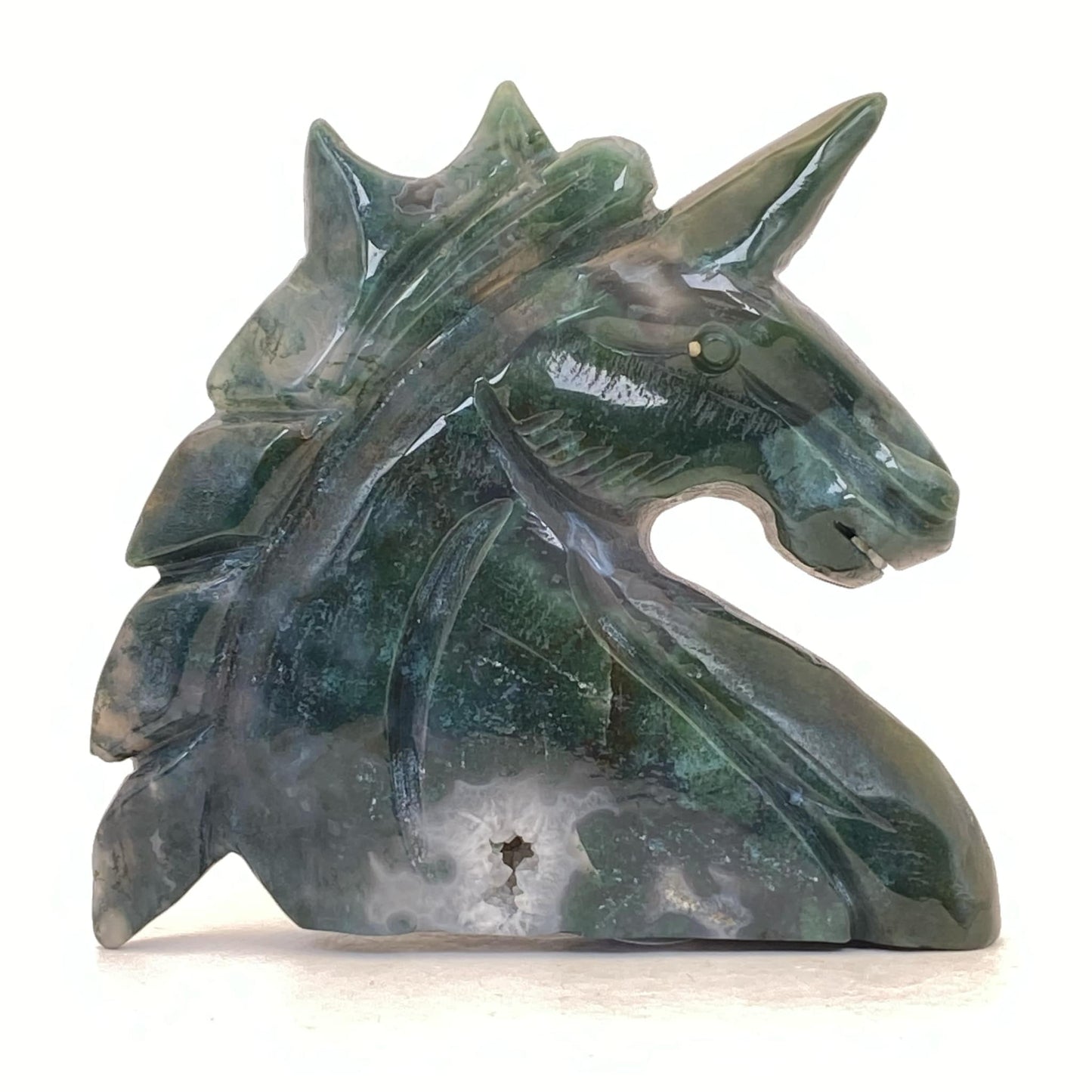 Moss Agate Unicorn Head #2 - LARGE