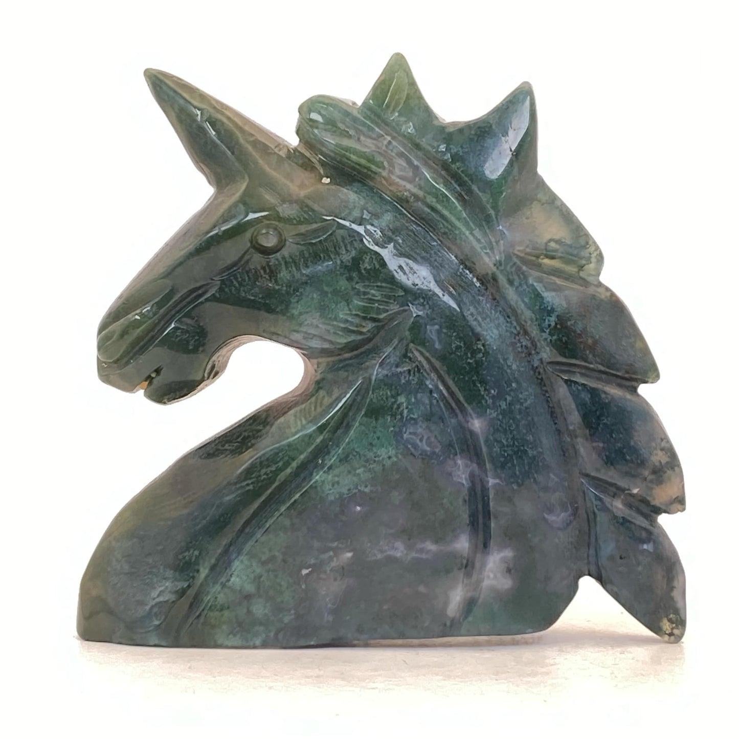 Moss Agate Unicorn Head #2 - LARGE