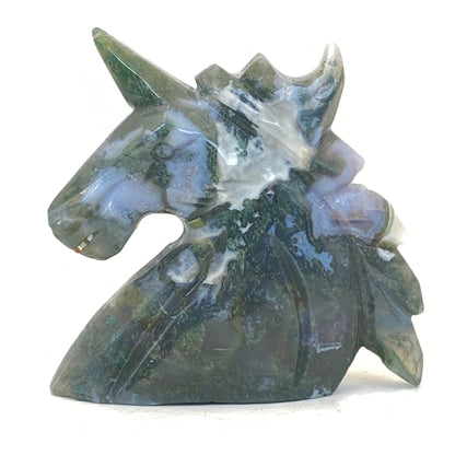 Moss Agate Unicorn Head #3 - LARGE