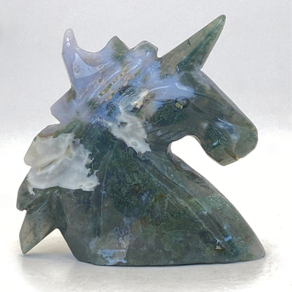 Moss Agate Unicorn Head #3 - LARGE