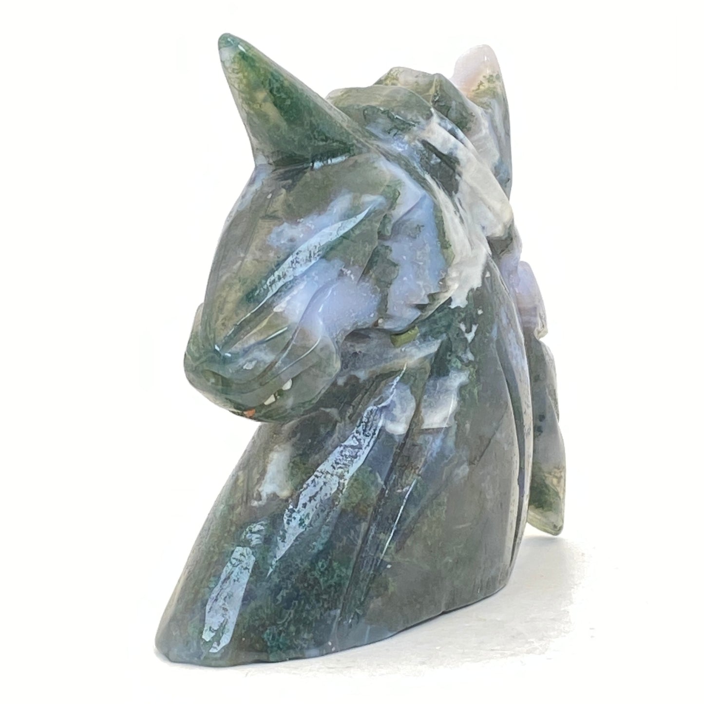 Moss Agate Unicorn Head #3 - LARGE