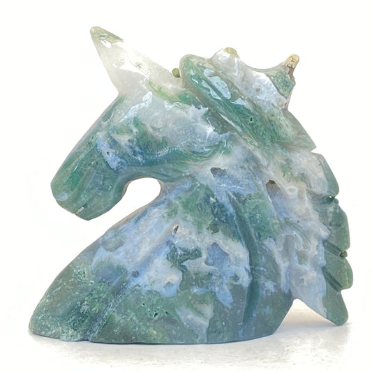 Moss Agate Unicorn Head #4 - LARGE