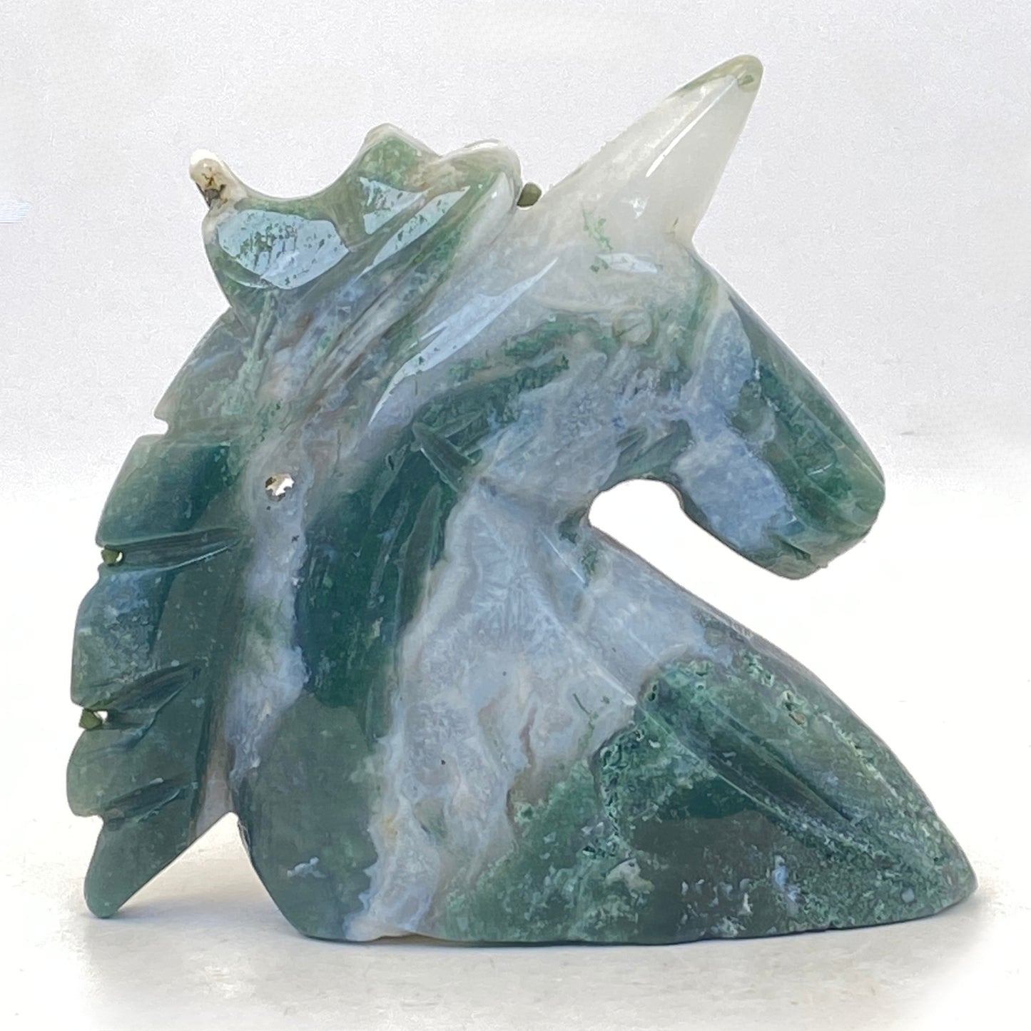 Moss Agate Unicorn Head #4 - LARGE