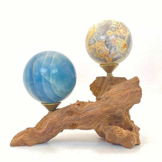 Natural Wood Double Sphere Stand #2