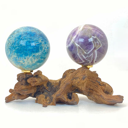 Natural Wood Double Sphere Stand #3