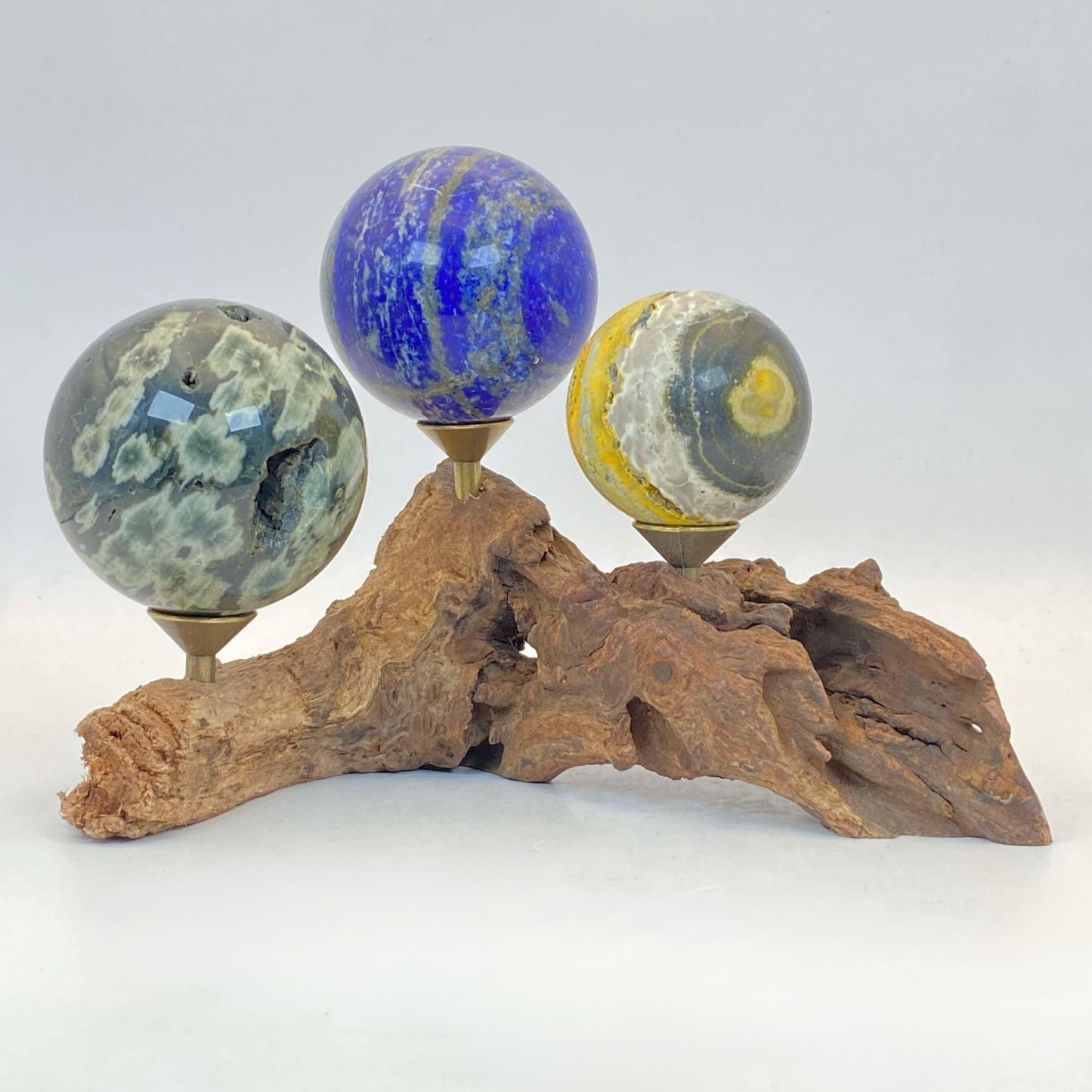 Natural Wood Triple Sphere Stand #6