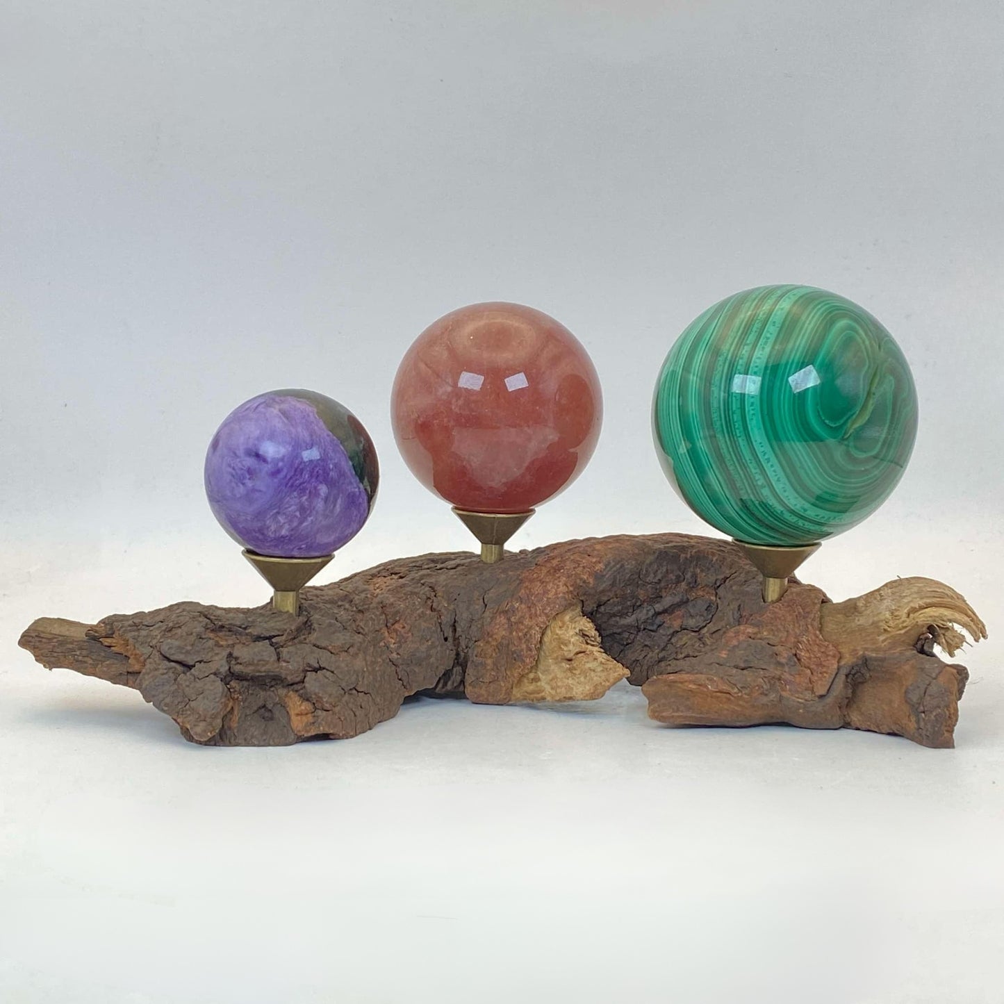 Natural Wood Triple Sphere Stand #7