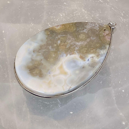 .925 Sterling Silver Orbicular Ocean Jasper Pendant #10