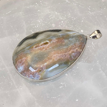 .925 Sterling Silver Ocean Jasper Pendant #6