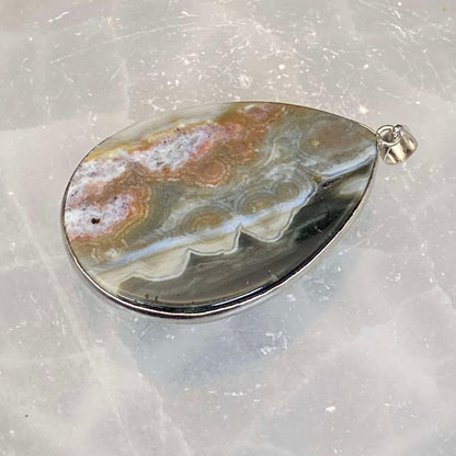 .925 Sterling Silver Ocean Jasper Pendant #6