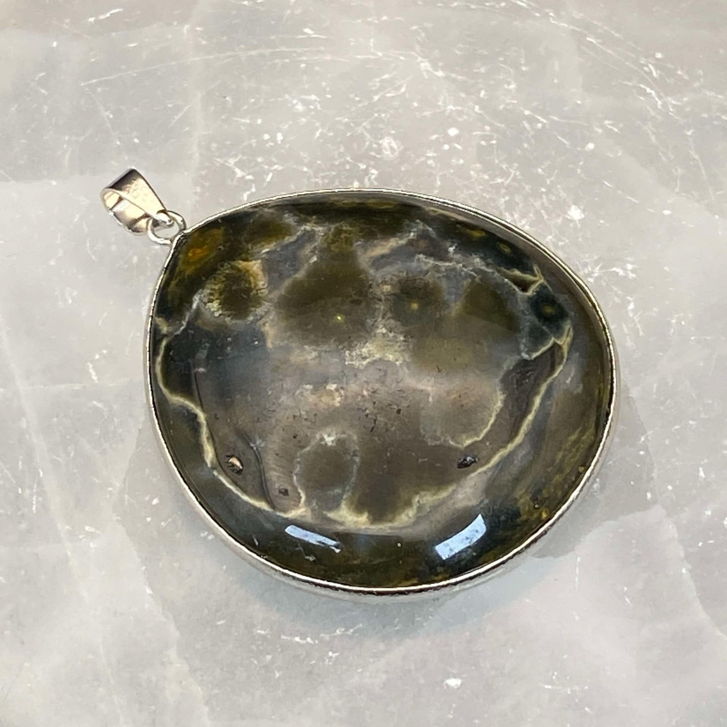 .925 Sterling Silver Ocean Jasper Pendant #7