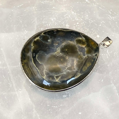 .925 Sterling Silver Ocean Jasper Pendant #7