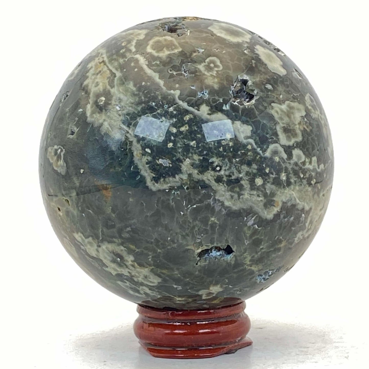 Ocean Jasper Sphere #3 - Druzy Orbicular