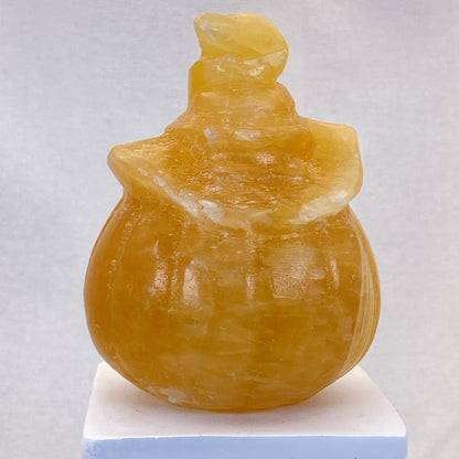 Orange Calcite Pumpkin with Witch Hat - Extra Large