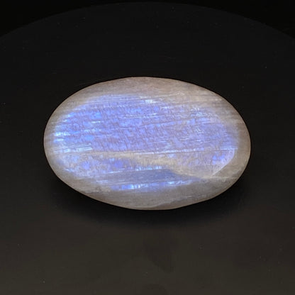 Peach Moonstone Palm Stone #1 - Strong Blue Flash!