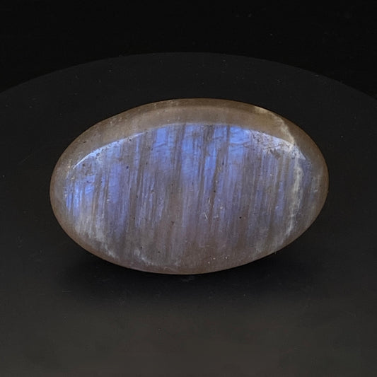 Peach Moonstone Palm Stone #2 - Strong Blue Flash!