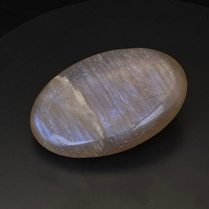 Peach Moonstone Palm Stone #2 - Strong Blue Flash!