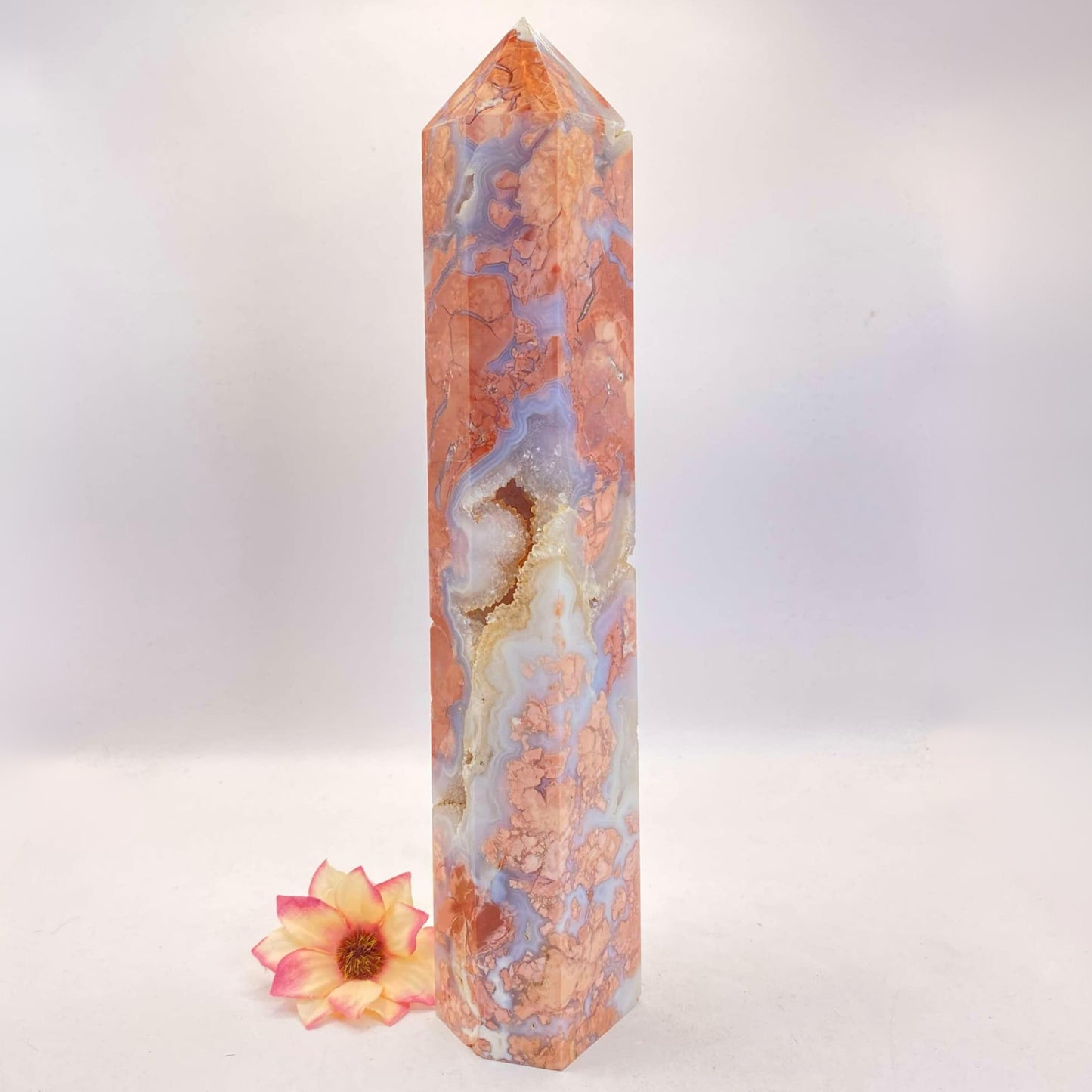 HUGE Pink Druzy Agate Tower - 27.3cm