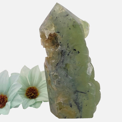 Prehnite Single Rough-Side Tower #1