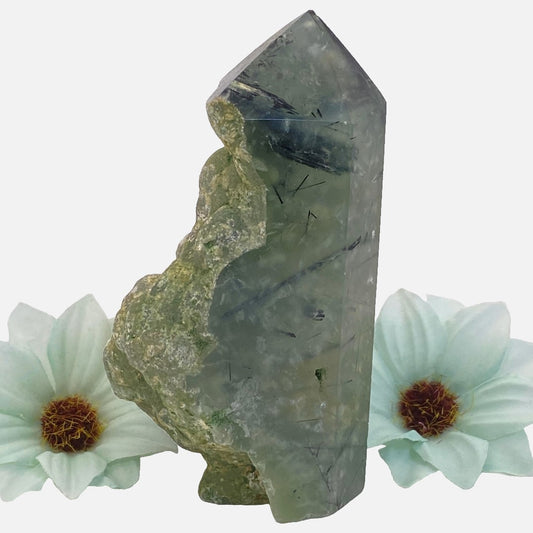 Prehnite Single Rough-Side Tower #2