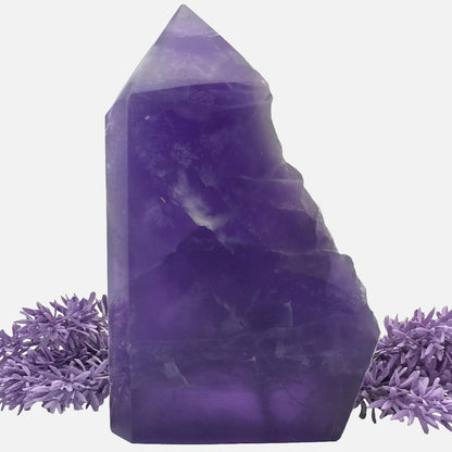 Purple Fluorite Single Rough-Side Tower #2