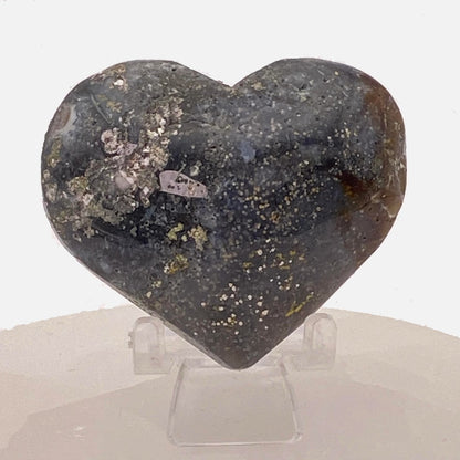 Pyrite Flower Agate Heart #1