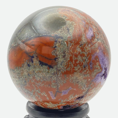 HUGE Red Moss Agate with Amethyst Sphere - FREE Stand!