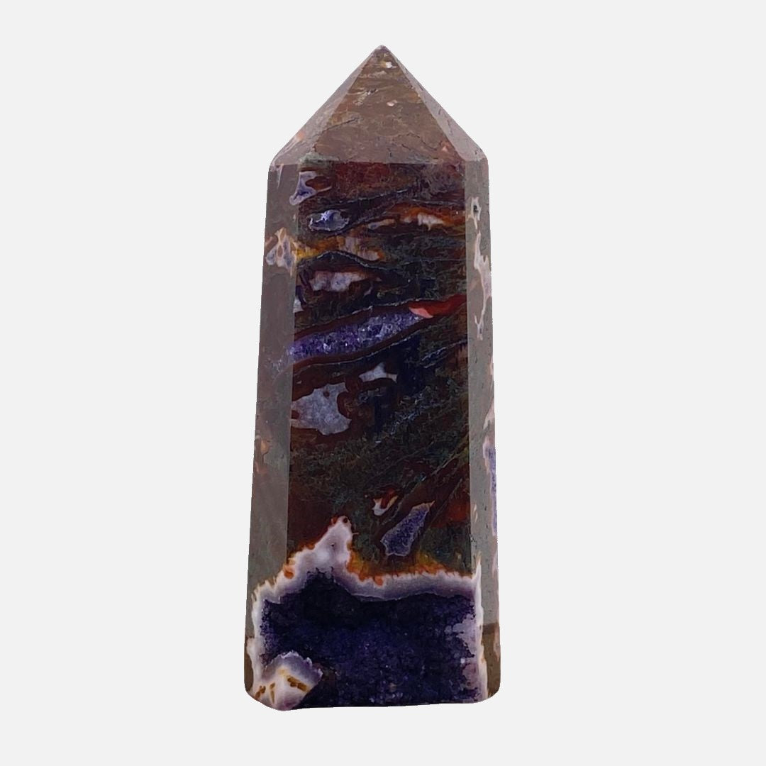 Deep Red Moss Agate with Amethyst Point