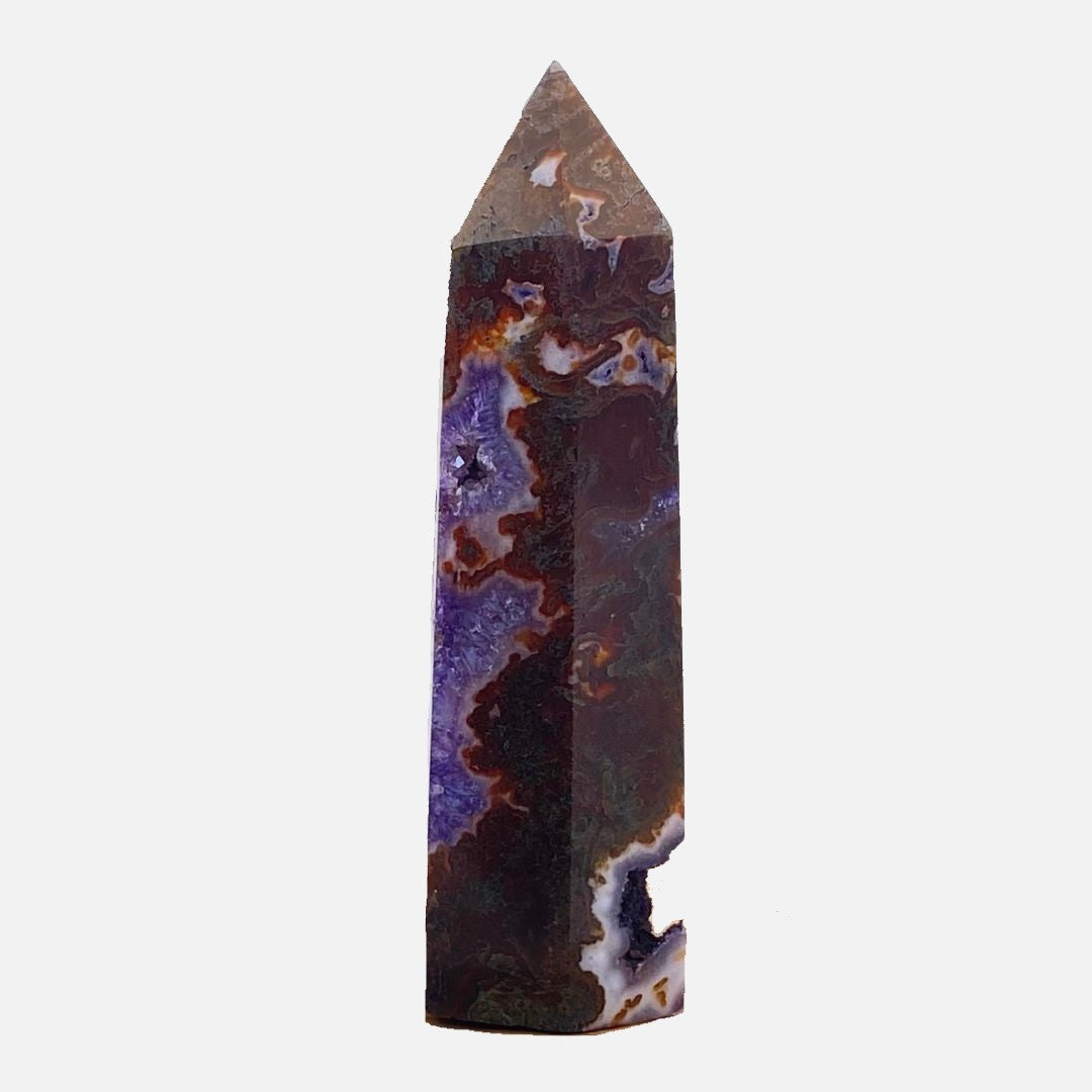 Deep Red Moss Agate with Amethyst Point