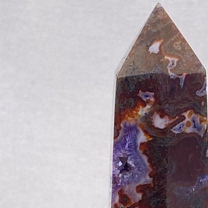 Deep Red Moss Agate with Amethyst Point