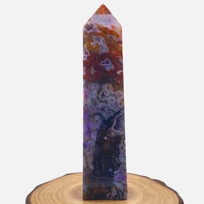 Deep Red Moss Agate with Amethyst Tower