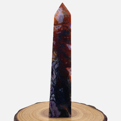 Deep Red Moss Agate with Amethyst Tower