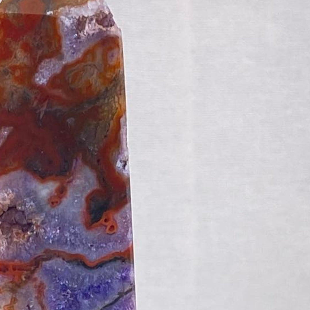 Deep Red Moss Agate with Amethyst Tower