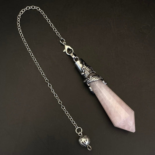 Rose Quartz Dragon Pendulum #1 - Large