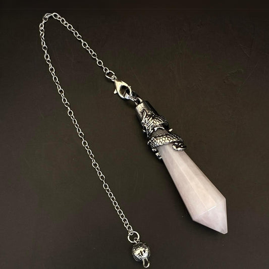 Rose Quartz Dragon Pendulum #2 - Large