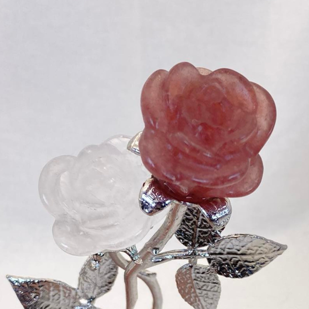 Crystal Roses - Clear Quartz & Strawberry Quartz