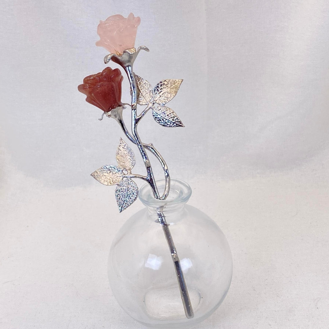 Crystal Roses - Rose Quartz & Strawberry Quartz