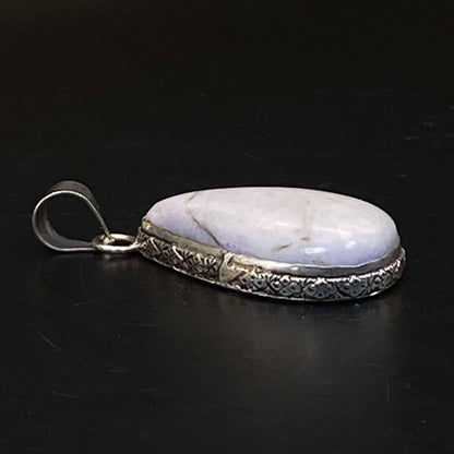 .925 Sterling Silver Scolecite Teardrop Pendant