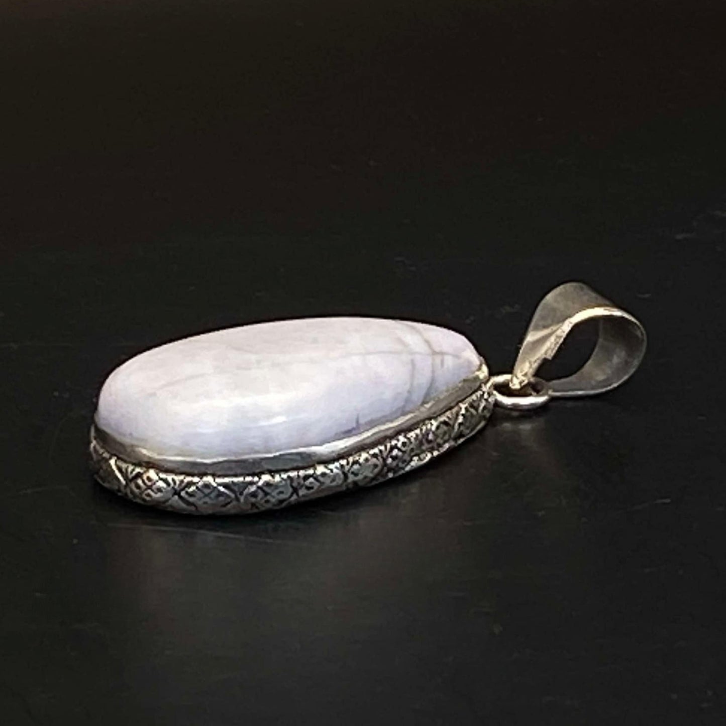 .925 Sterling Silver Scolecite Teardrop Pendant