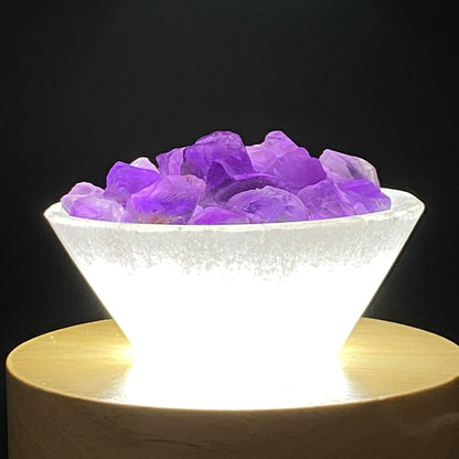 Selenite Small Bowl Set - High-Grade Amethyst