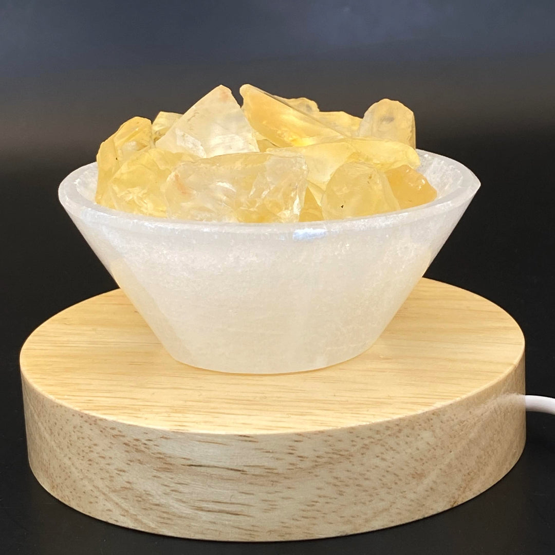 Selenite Small Bowl Set - High-Grade Citrine