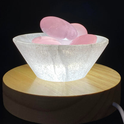 Selenite Small Bowl Set - Rose Quartz