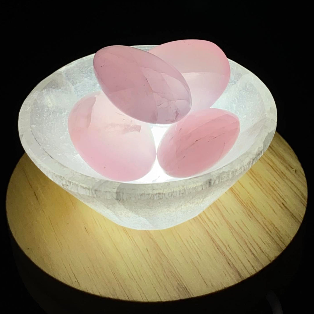 Selenite Small Bowl Set - Rose Quartz