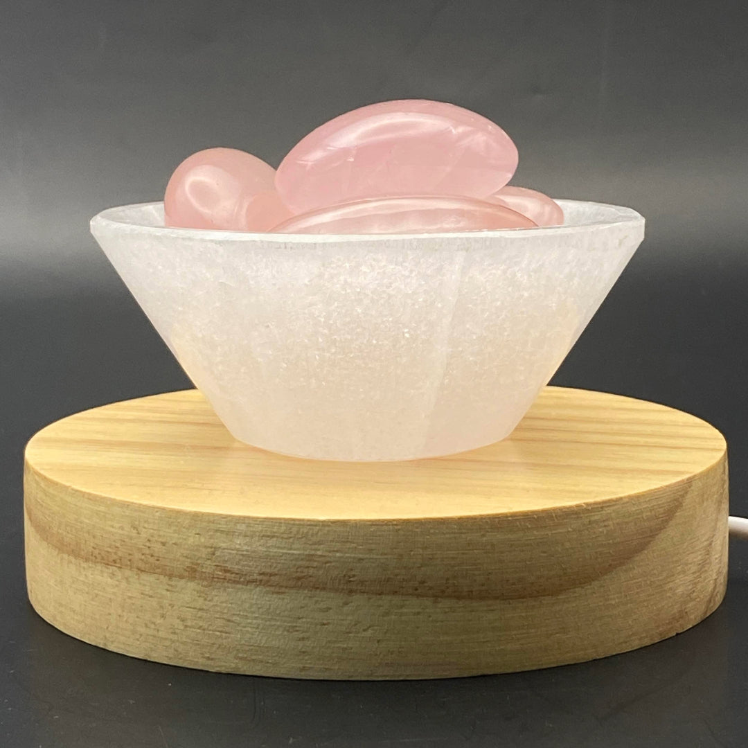 Selenite Small Bowl Set - Rose Quartz