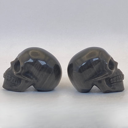 Silver Sheen Obsidian Skull