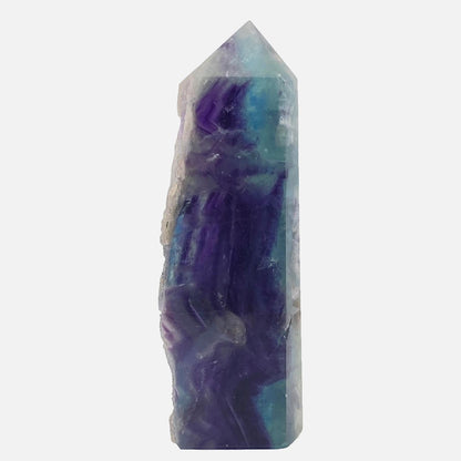 Feather Fluorite Single Rough-Side Point