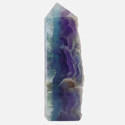 Feather Fluorite Single Rough-Side Point