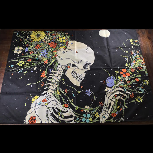 Wall Hanging/Cloth - Skeleton/Flowers