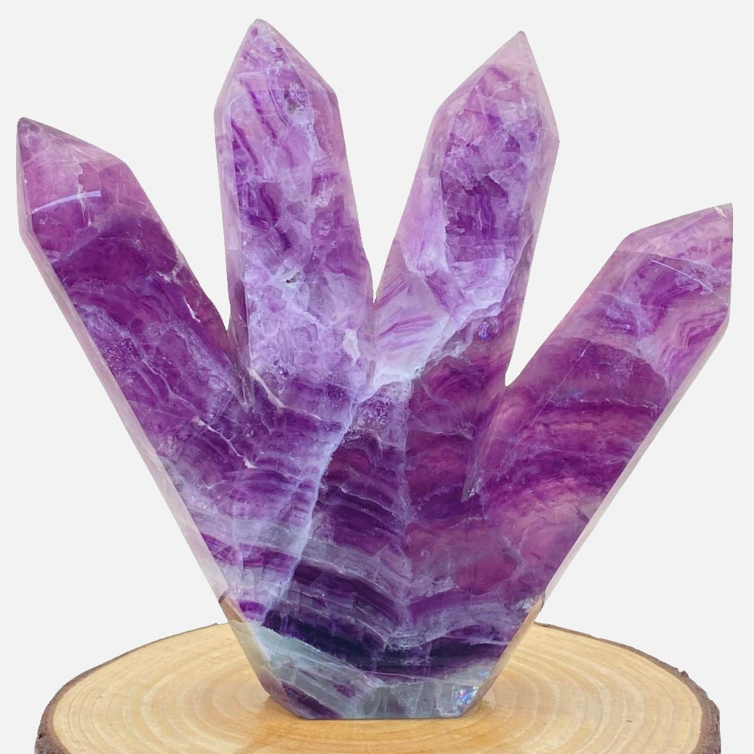 HUGE Watermelon Fluorite Quadruple-Point Tower